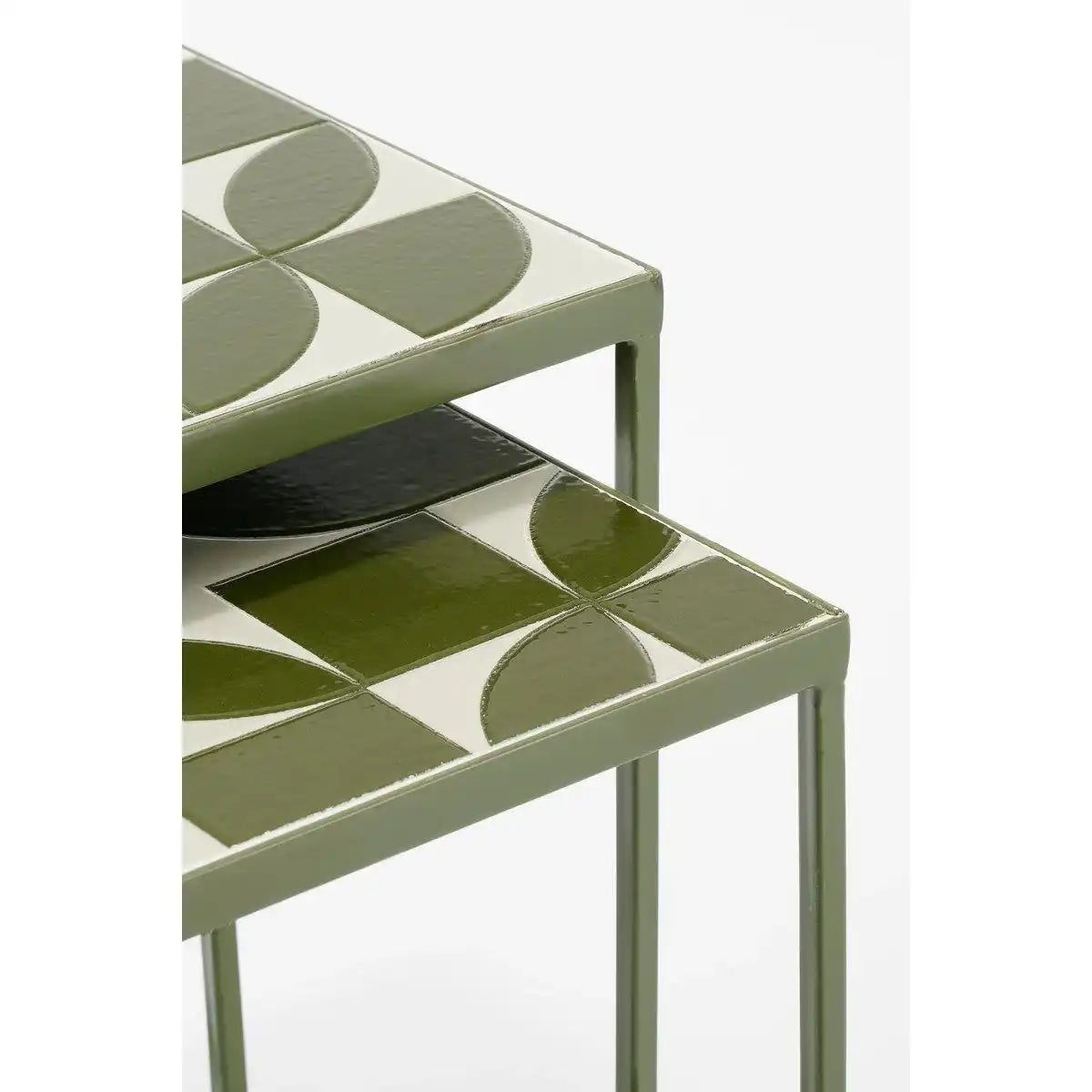 Bologna Side Table außerhalb - Satz von 2 - L38 x B38 x H48 cm - Metall - Grün - HomeDesign Knaus