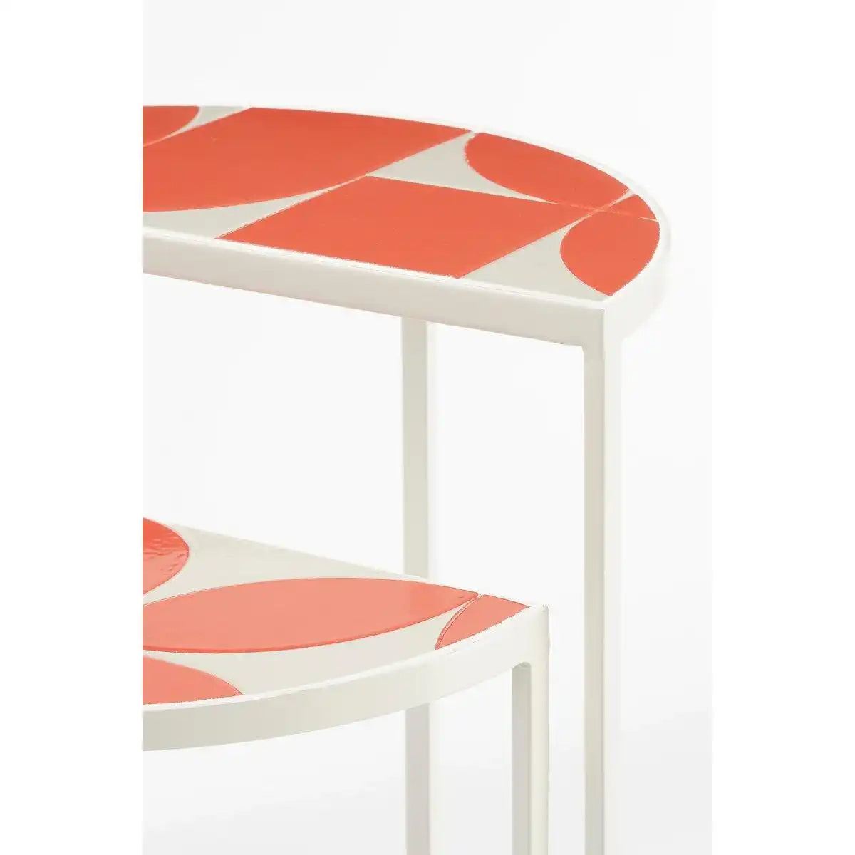 Bologna Side Table außerhalb - Satz von 2 - L45 x B23 x H58 cm - Metall - Rot - HomeDesign Knaus