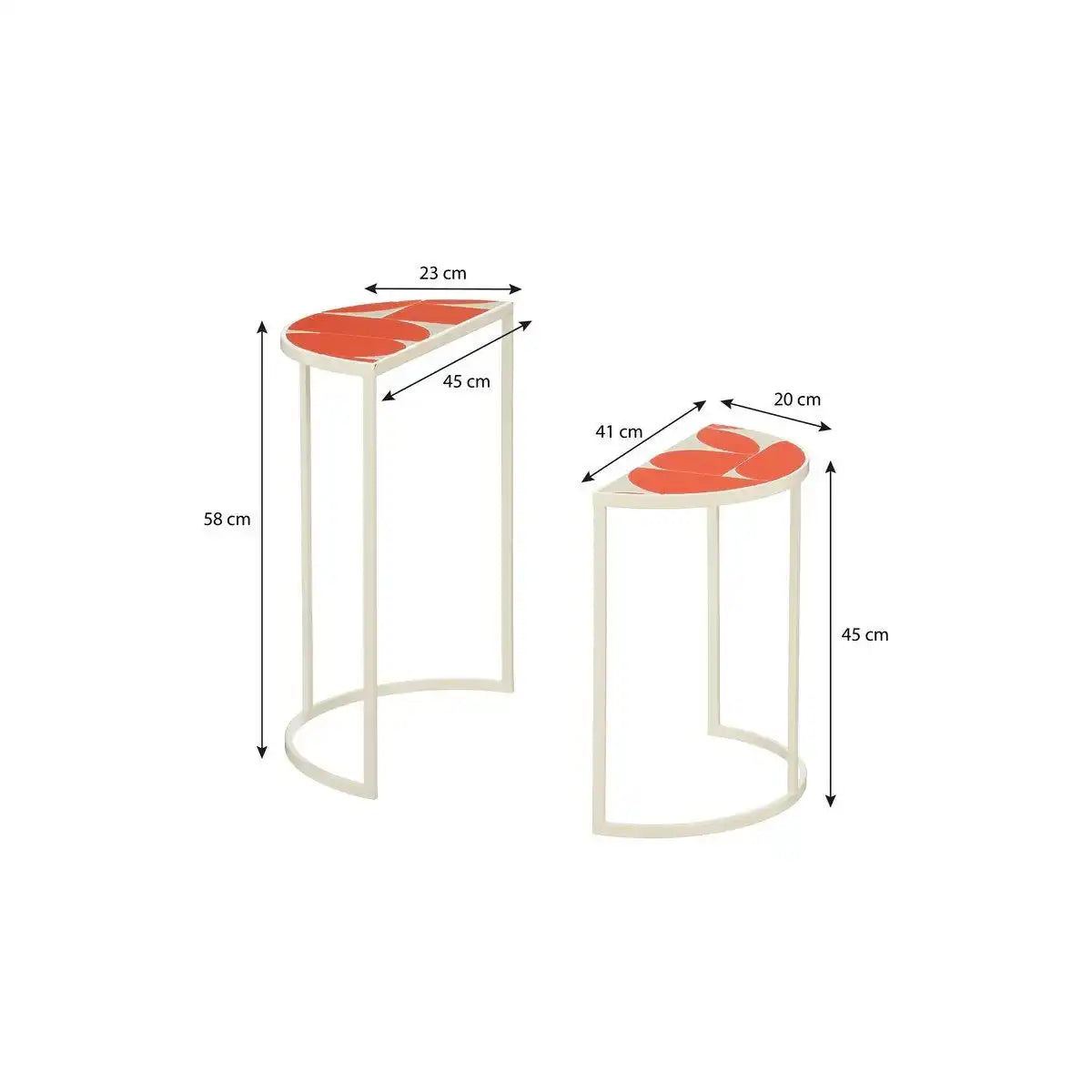 Bologna Side Table außerhalb - Satz von 2 - L45 x B23 x H58 cm - Metall - Rot - HomeDesign Knaus
