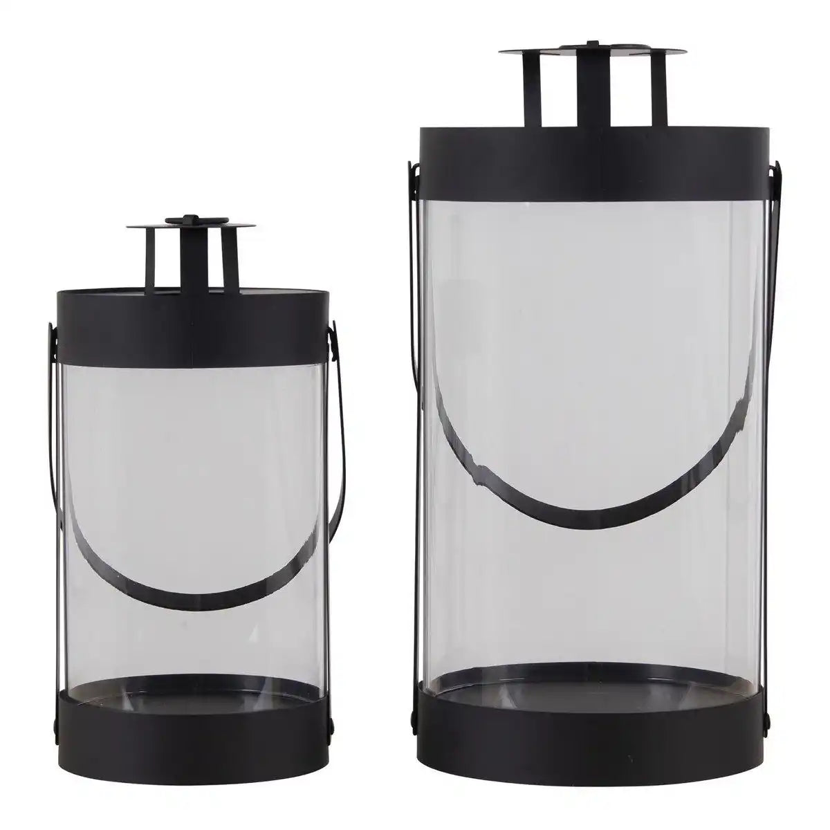 Bondi-Laternen – Schwarz, Stahl/Glas – 2er-Set - HomeDesign Knaus