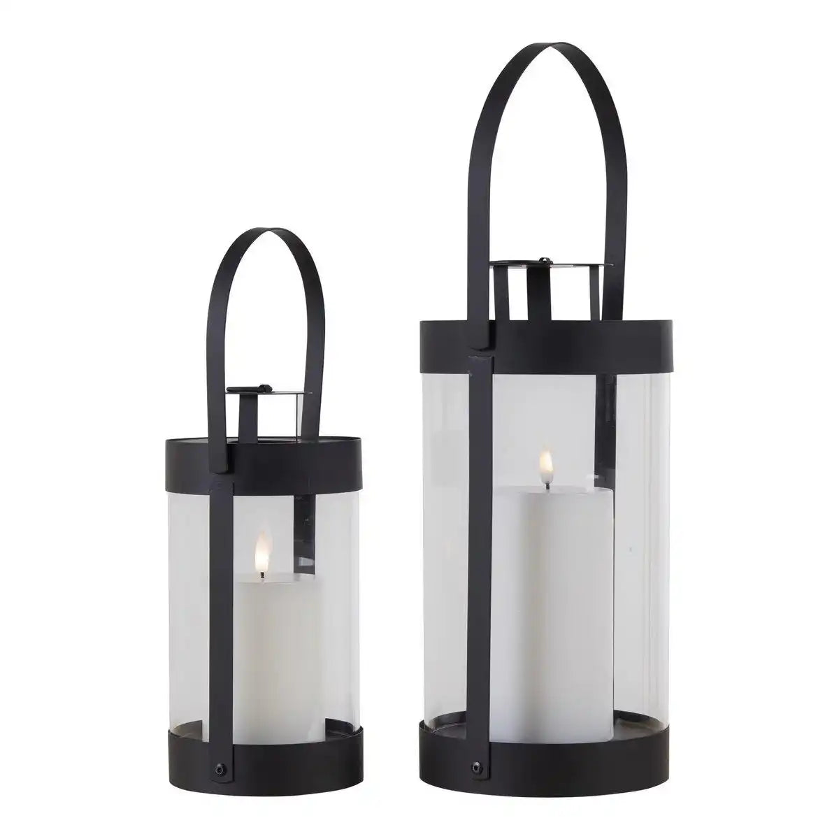 Bondi-Laternen – Schwarz, Stahl/Glas – 2er-Set - HomeDesign Knaus