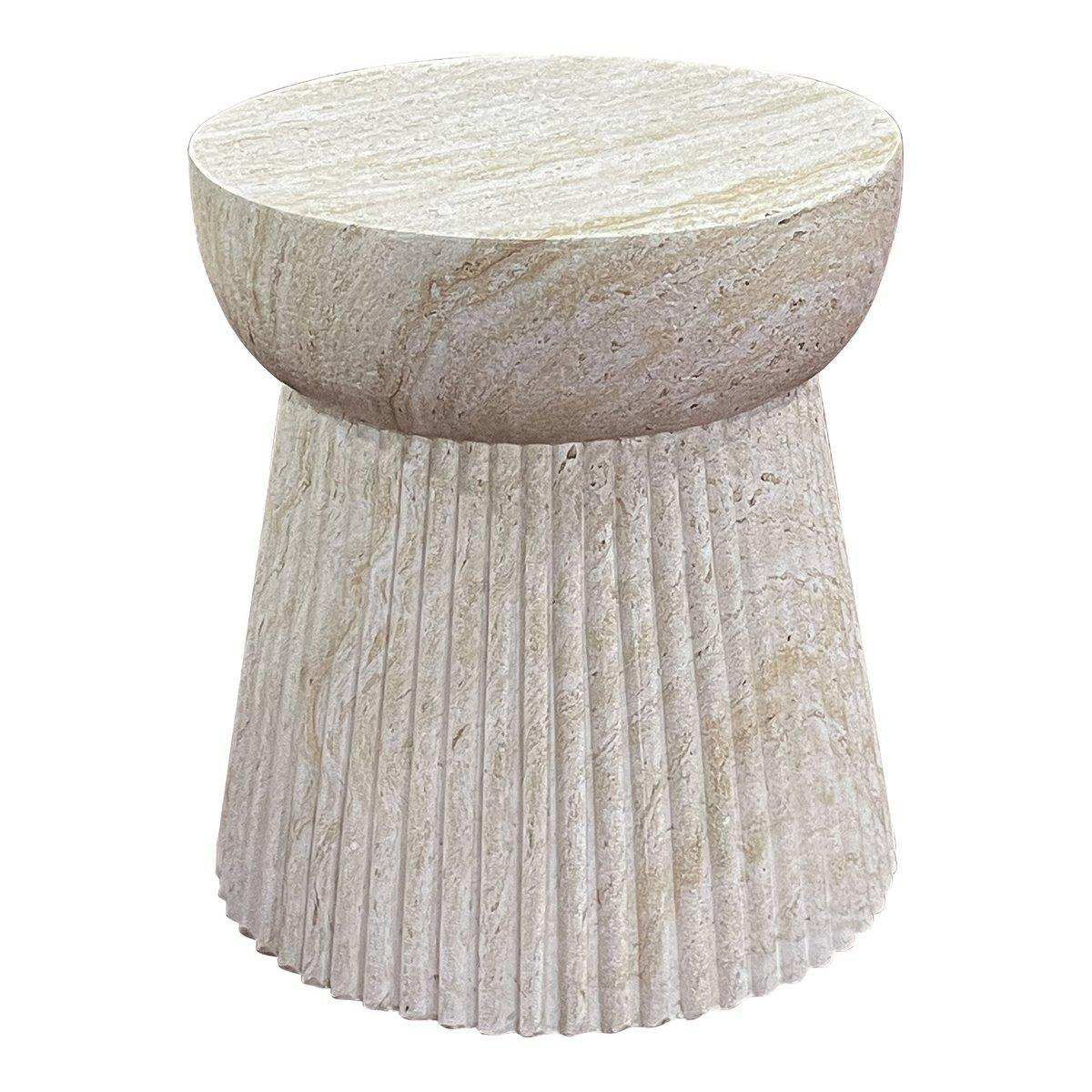 Bonn Side Table - Natural, Fiberclay mit Groove -Design, Ø37x43 cm - HomeDesign Knaus
