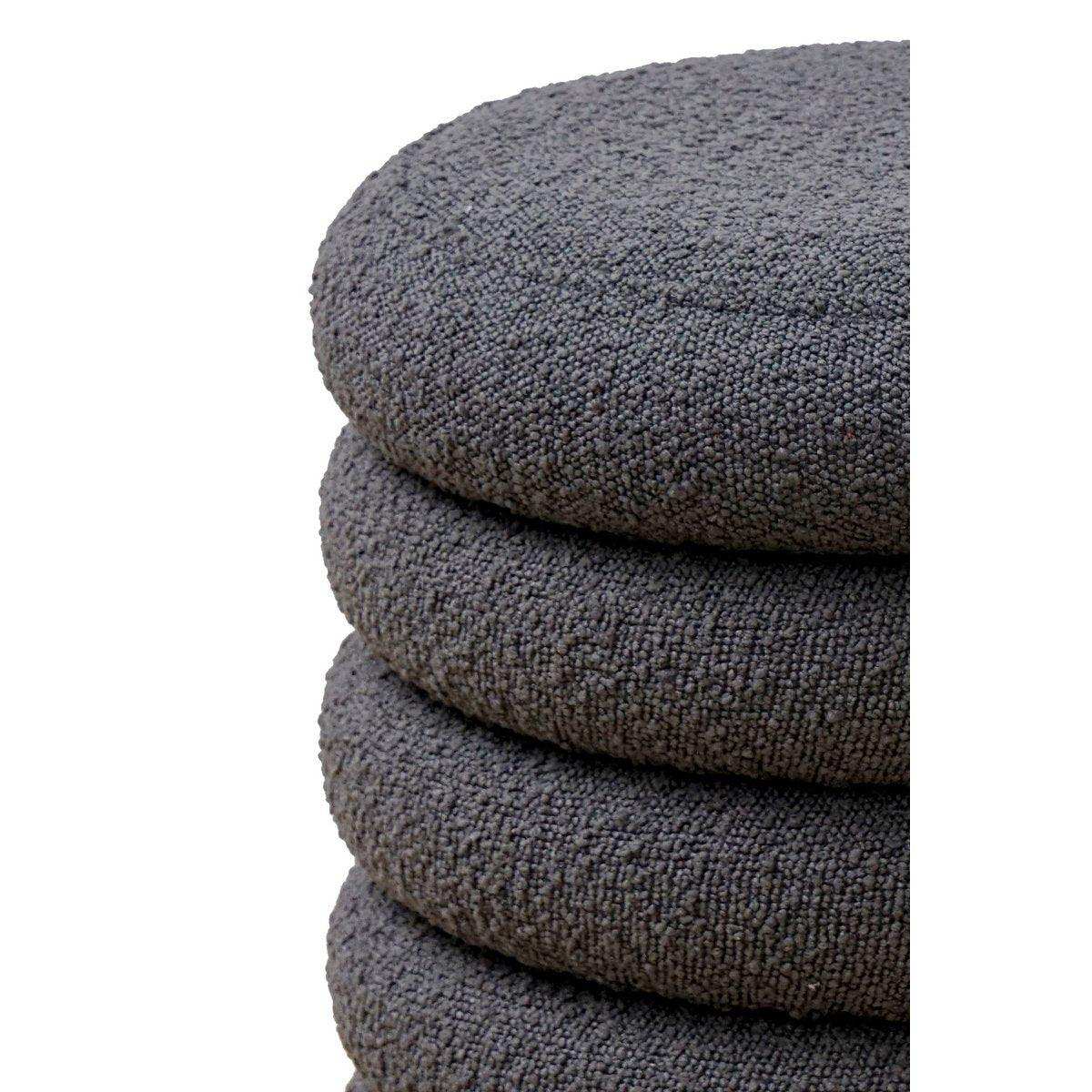 Bouclé Sitzhocker Ø38 cm Anthrazit - HomeDesign Knaus