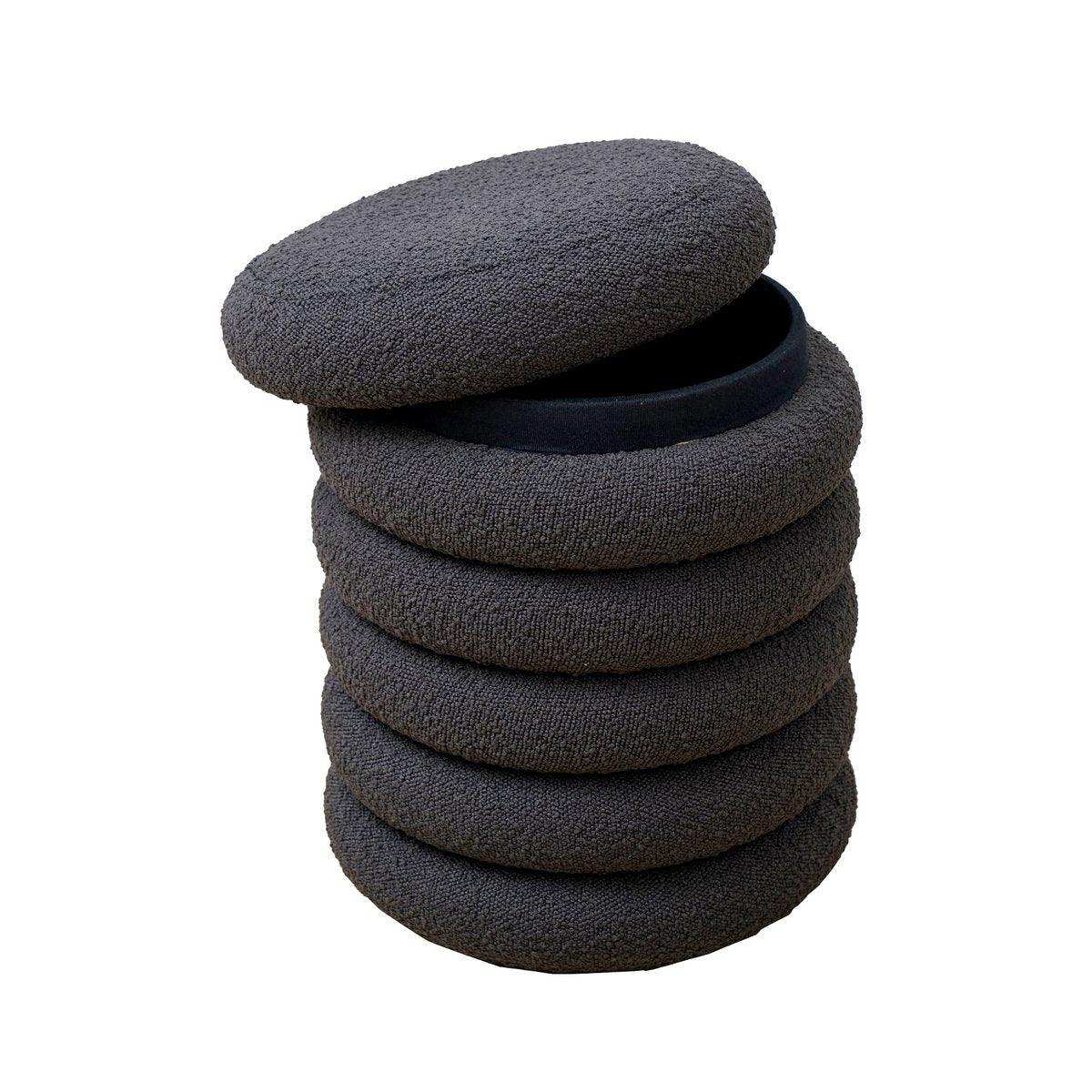 Bouclé Sitzhocker Ø38 cm Anthrazit - HomeDesign Knaus