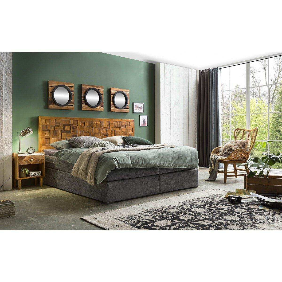 Boxspringbett mit Holz-Mosaik-Kopfteil - HomeDesign Knaus