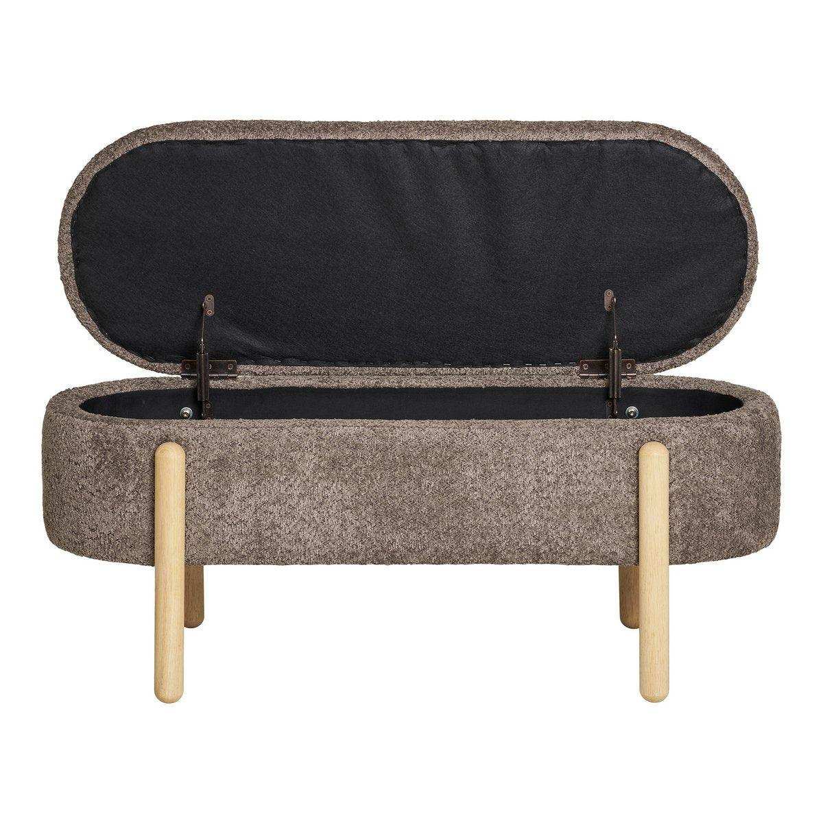 Branca Bank – Braun/Natur, Polyester/Schaum/Sperrholz, 98 x 41 x 48 cm - HomeDesign Knaus
