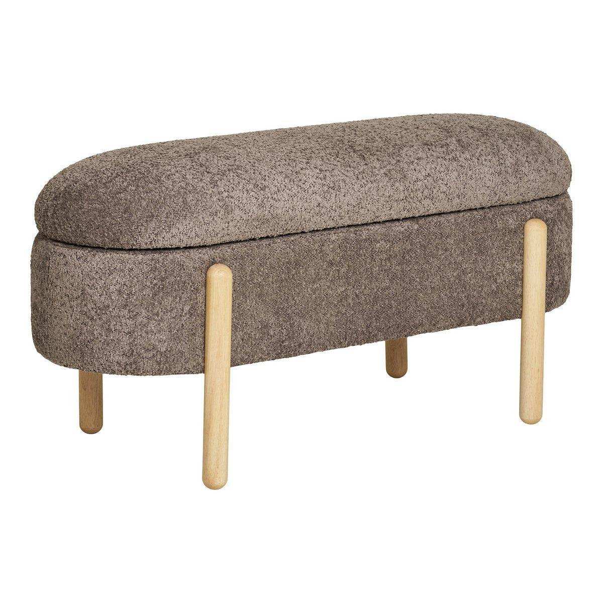 Branca Bank – Braun/Natur, Polyester/Schaum/Sperrholz, 98 x 41 x 48 cm - HomeDesign Knaus