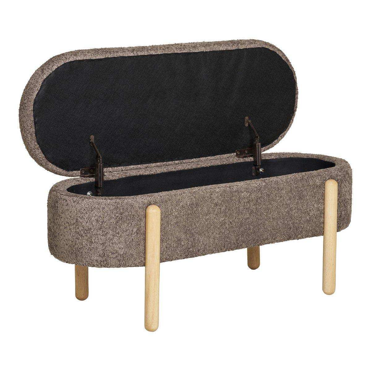 Branca Bank – Braun/Natur, Polyester/Schaum/Sperrholz, 98 x 41 x 48 cm - HomeDesign Knaus