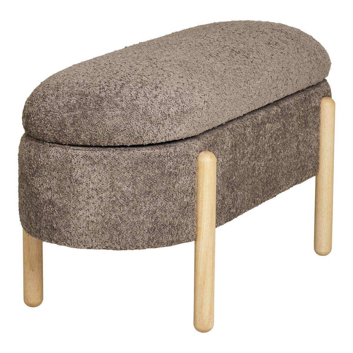 Branca Bank – Braun/Natur, Polyester/Schaum/Sperrholz, 98 x 41 x 48 cm - HomeDesign Knaus