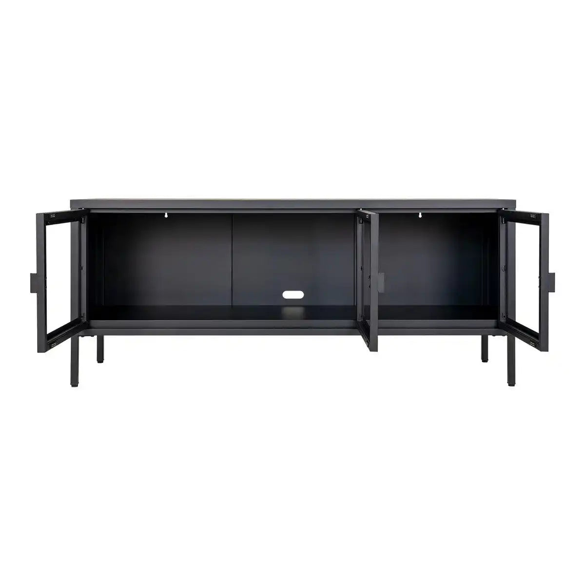 Brisbane TV-Bank - Schwarz, Stahl/Glas, 130x40x55 cm - HomeDesign Knaus