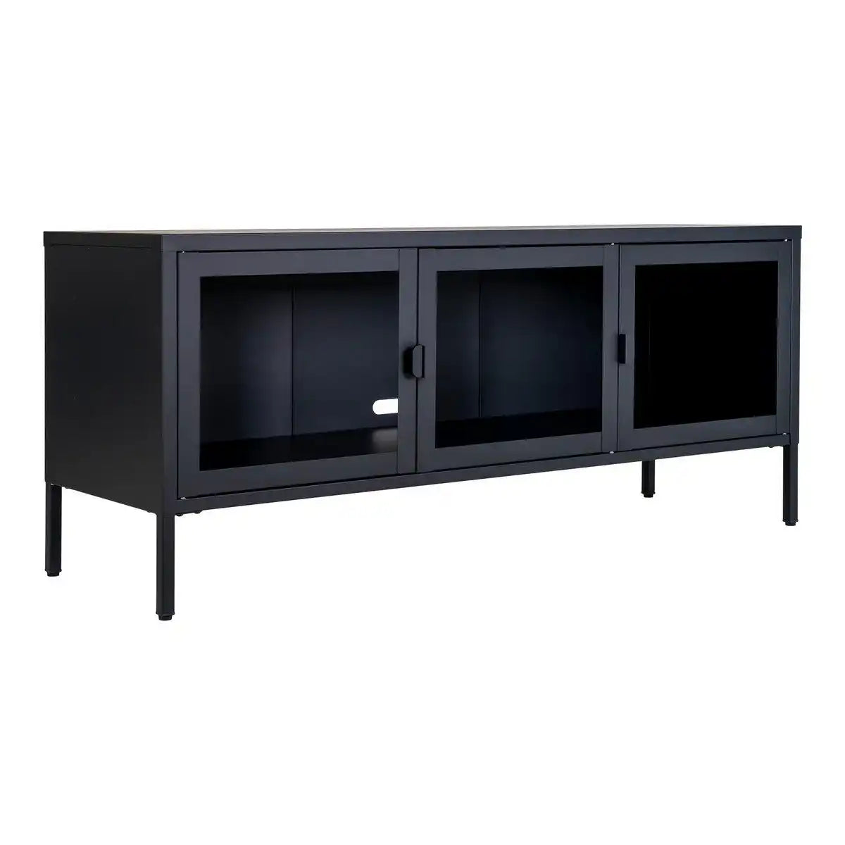 Brisbane TV-Bank - Schwarz, Stahl/Glas, 130x40x55 cm - HomeDesign Knaus