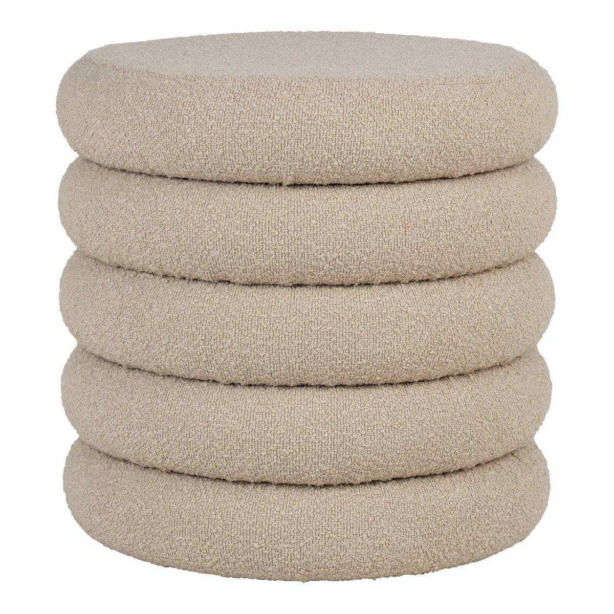 Brooklyn Pouf – Pouf mit Stauraum, lockig, beige, Ø44x44 cm - HomeDesign Knaus