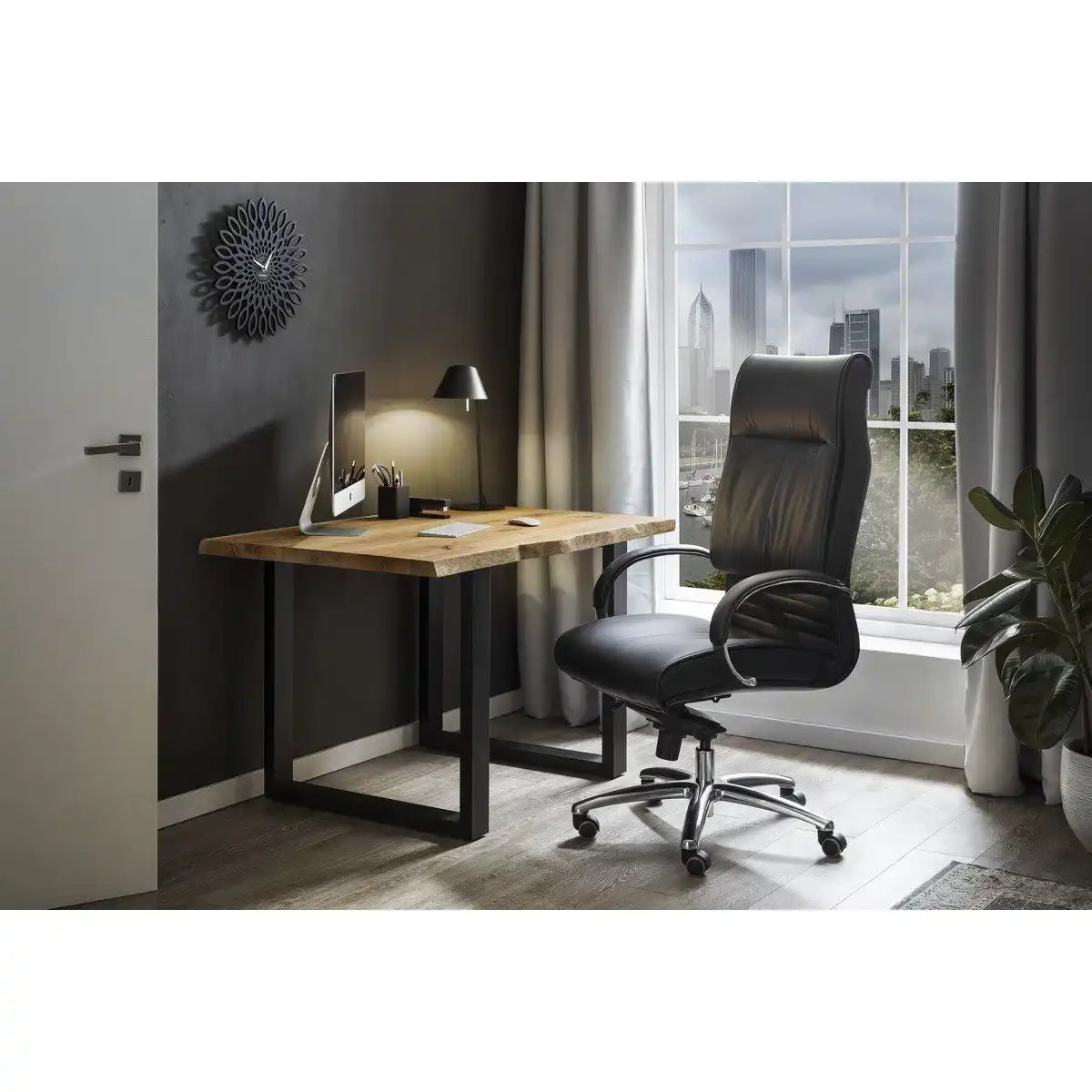 Bürostuhl Kunstleder-Optik schwarz - HomeDesign Knaus