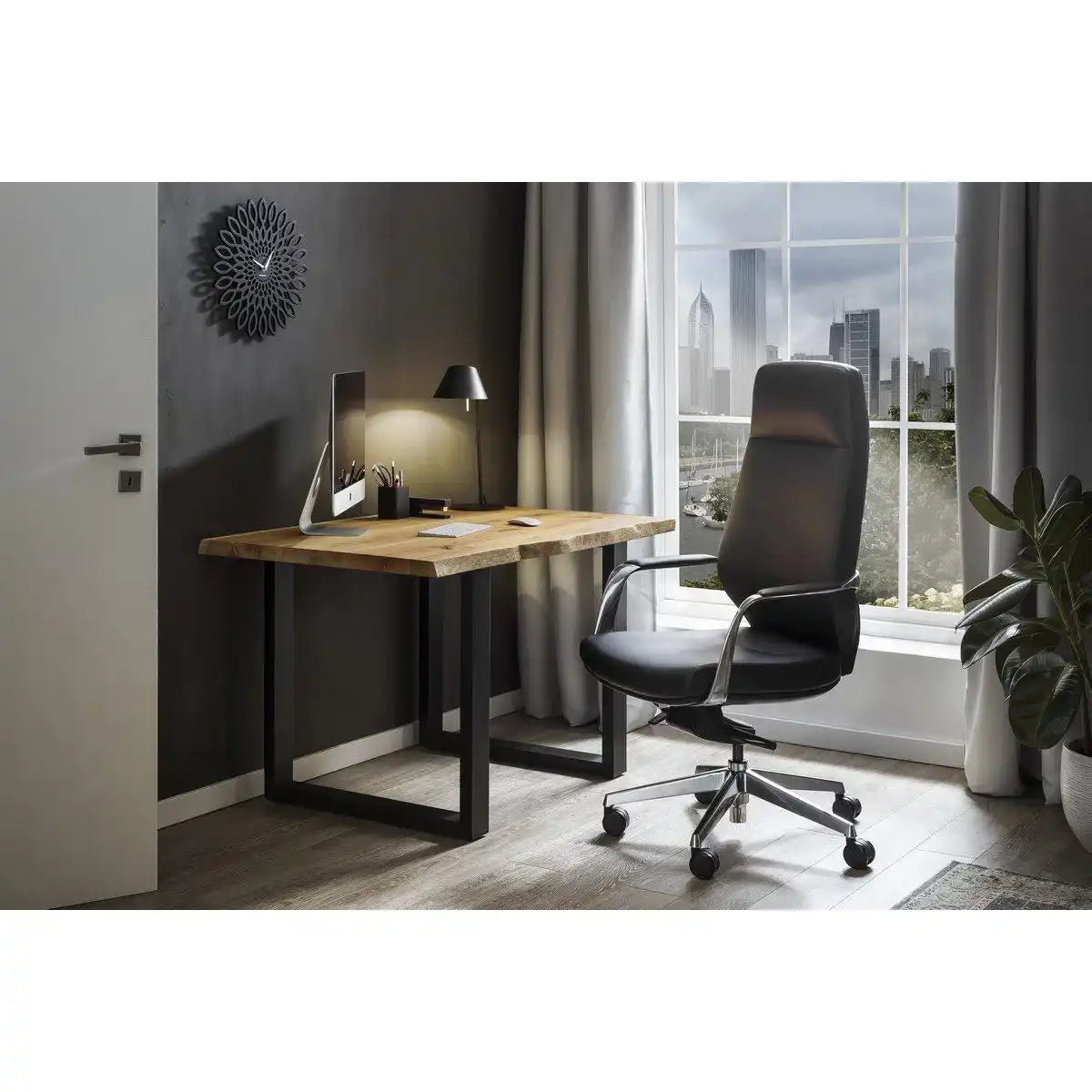 Bürostuhl Kunstleder-Optik schwarz - HomeDesign Knaus