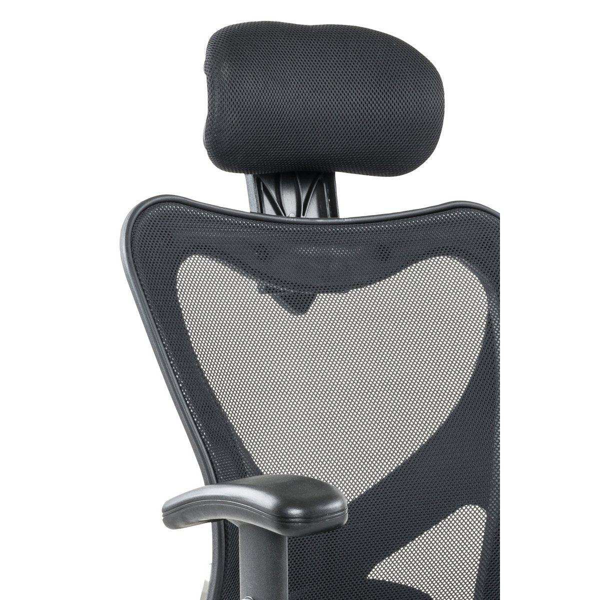 Bürostuhl schwarz mit Kopfstützen aus Mesh - HomeDesign Knaus