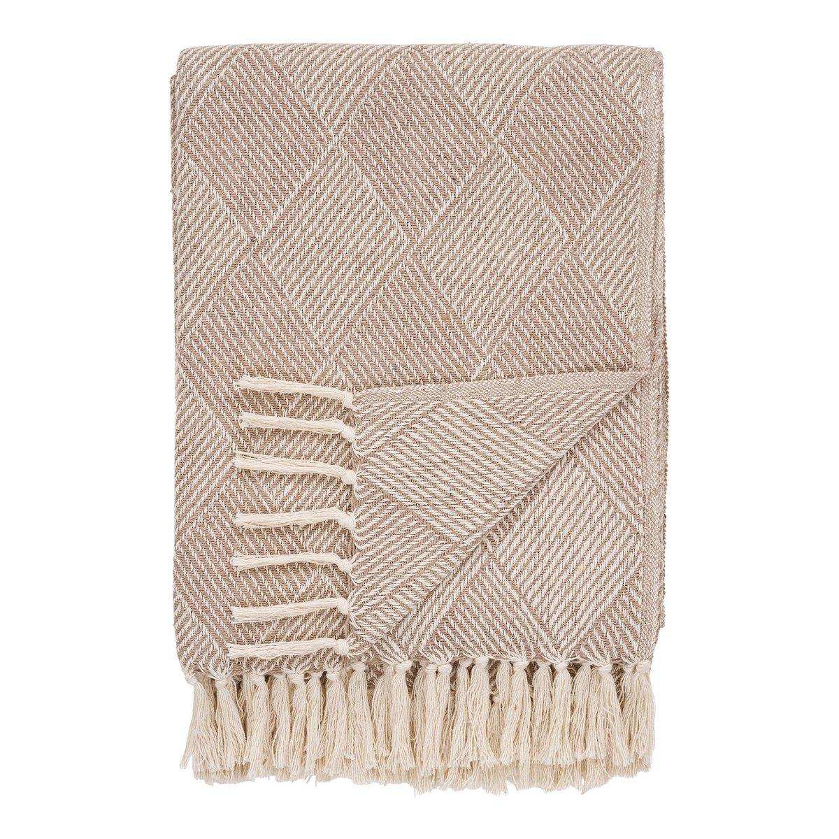 Bursa-Plaid – Taupe/Beige, Baumwolle, Polyester, 130 x 180 cm - HomeDesign Knaus