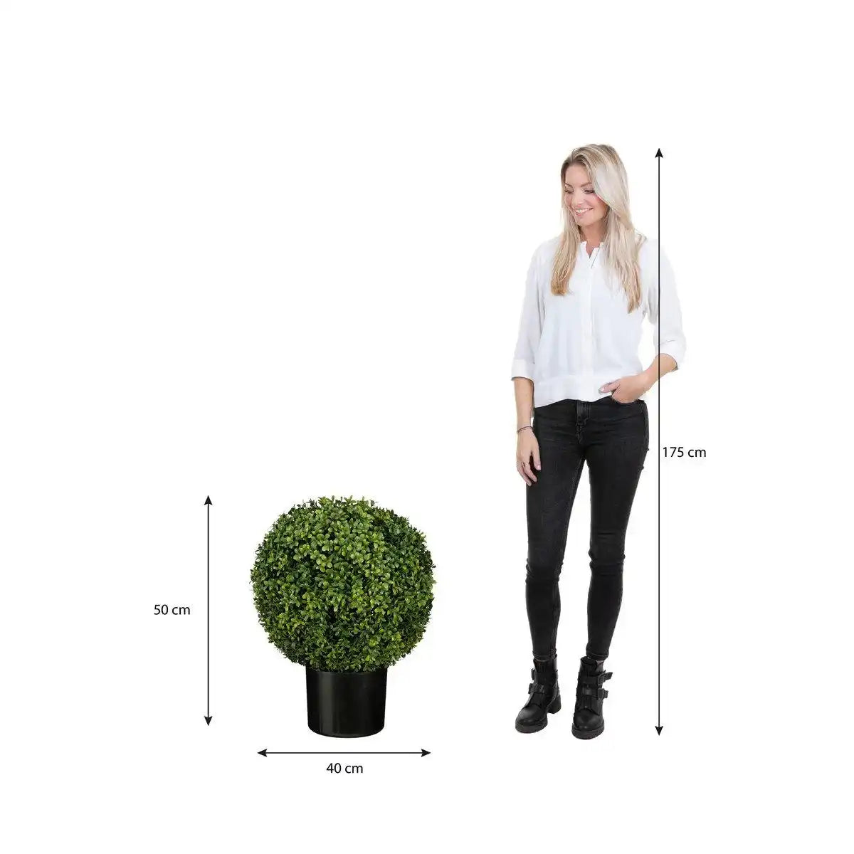 Buxus künstliche Pflanze im Topf - H50 x Ø40 cm - Grün - HomeDesign Knaus