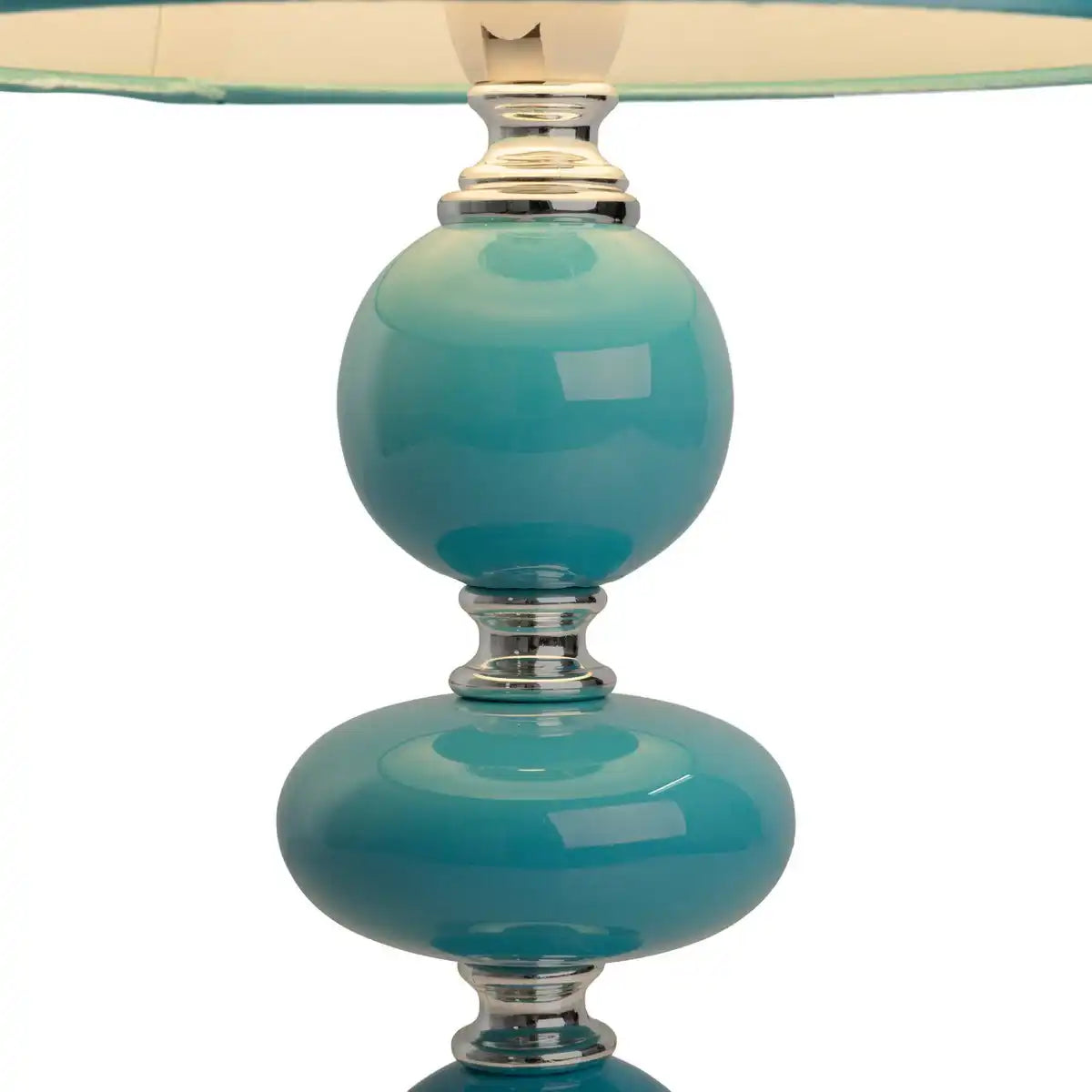 Keramik Tischleuchte "ARAGA" 36 cm hoch, Tischlampe aus Metall, Keramik, mit Textilschirm, türkis, mit E14-Fassung, Beleuchtung für Esszimmer, Wohnzimmer, Diele oder Büro
