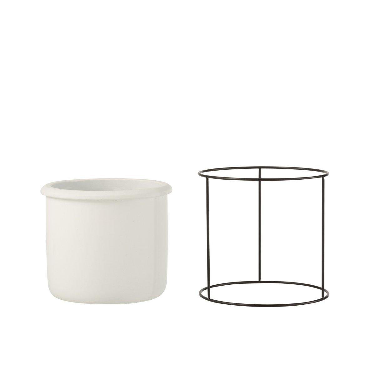J-Line Blumentopf zum Aufhängen – Zement – Weiß – S – Ø 17 cm