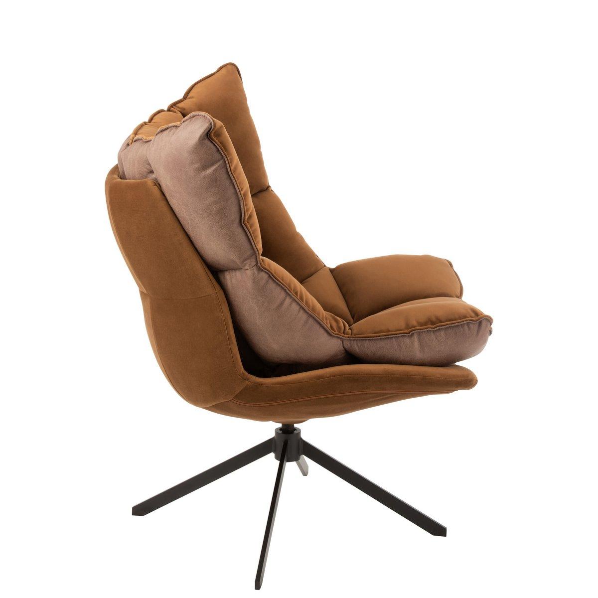J-Line Stuhl Relax Kissen auf Gestell Textil/Metall braun