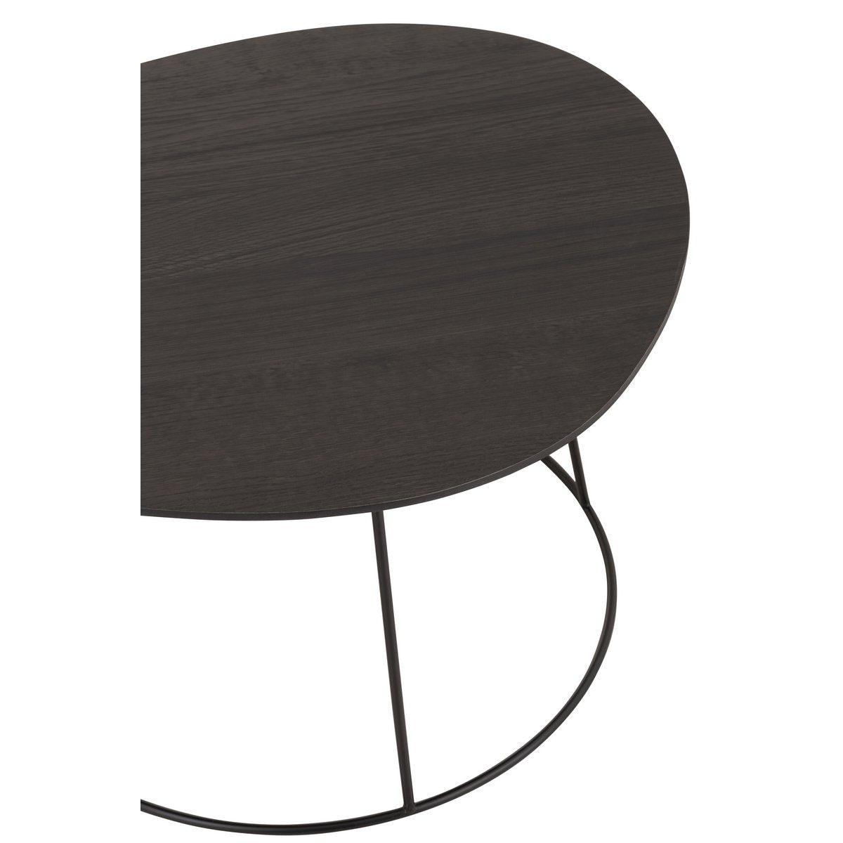 J-Line Beistelltisch Oval Holz/Metall Dunkelbraun L