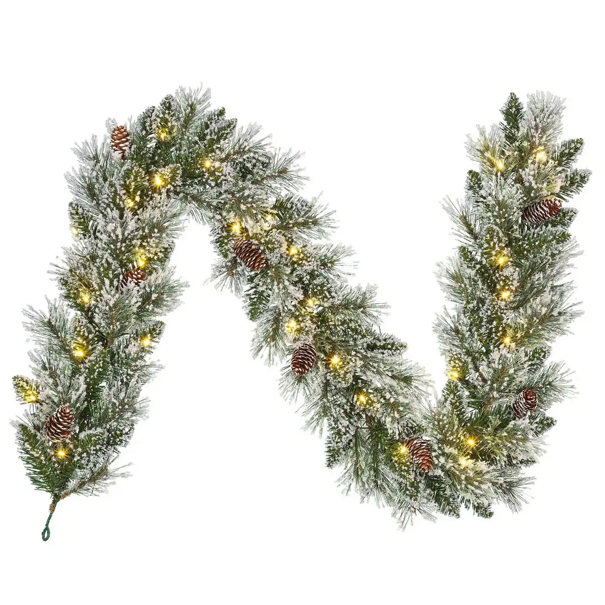 Girlande mit LED-Beleuchtung – L180 cm – Grün gefrostet