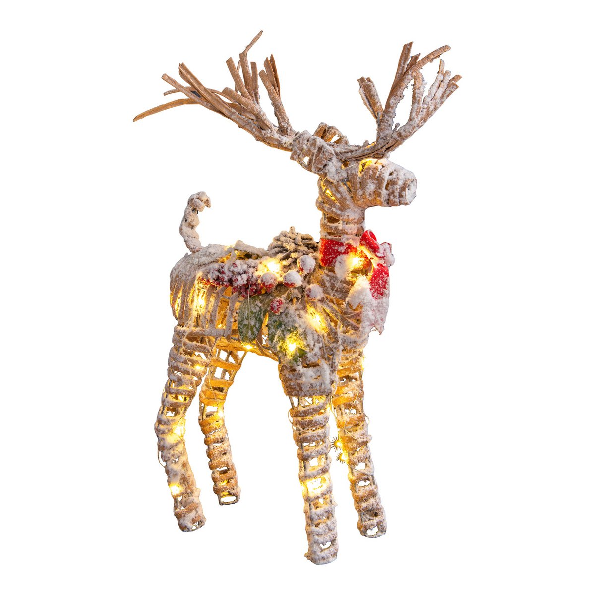 LED-Weihnachtsdeko "RENTIER" aus wetterfestem Kunststoff in natur, mit fest verbauten LEDs
