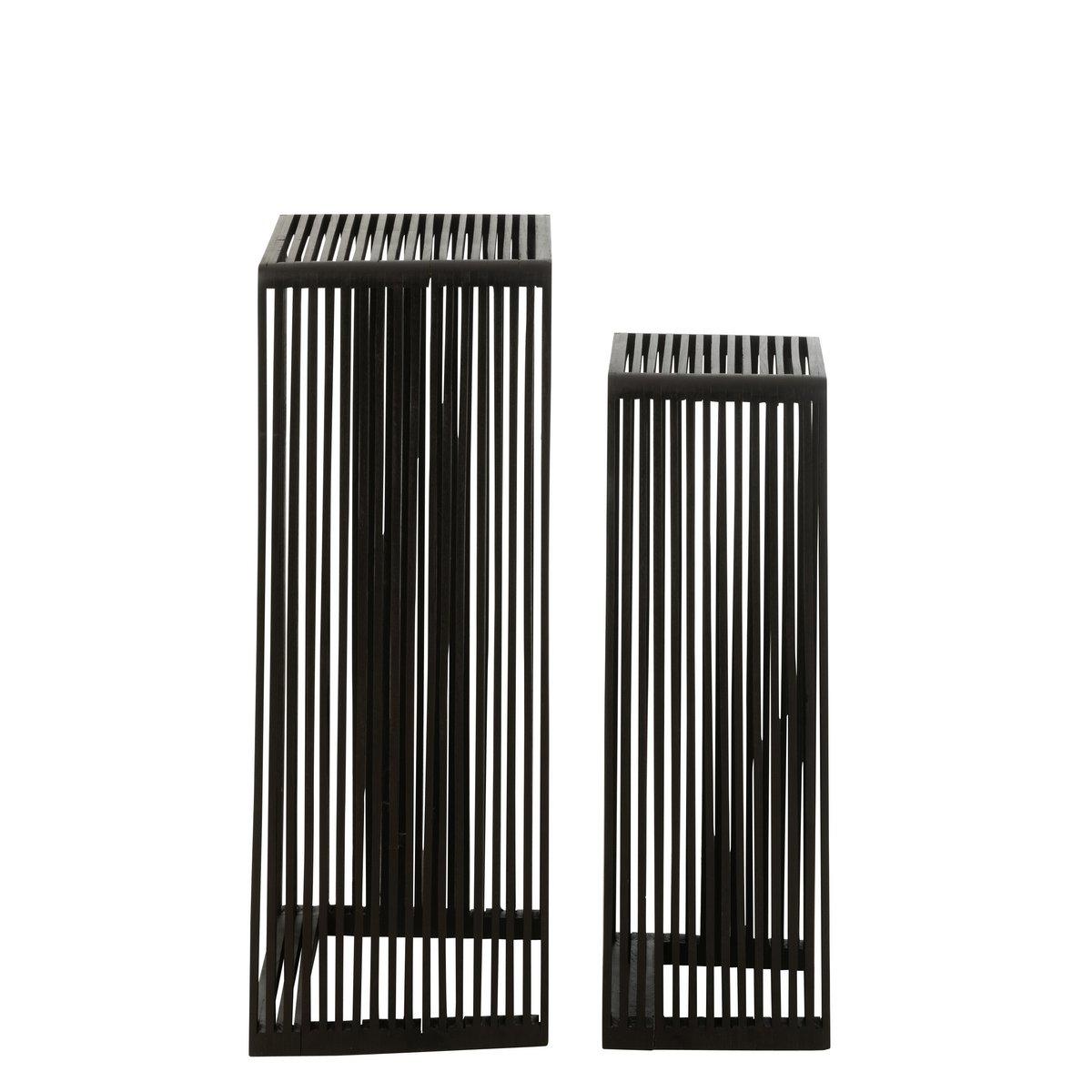 J-Line Beistelltische Cube Recyceltes Teakholz – Holz – Schwarz