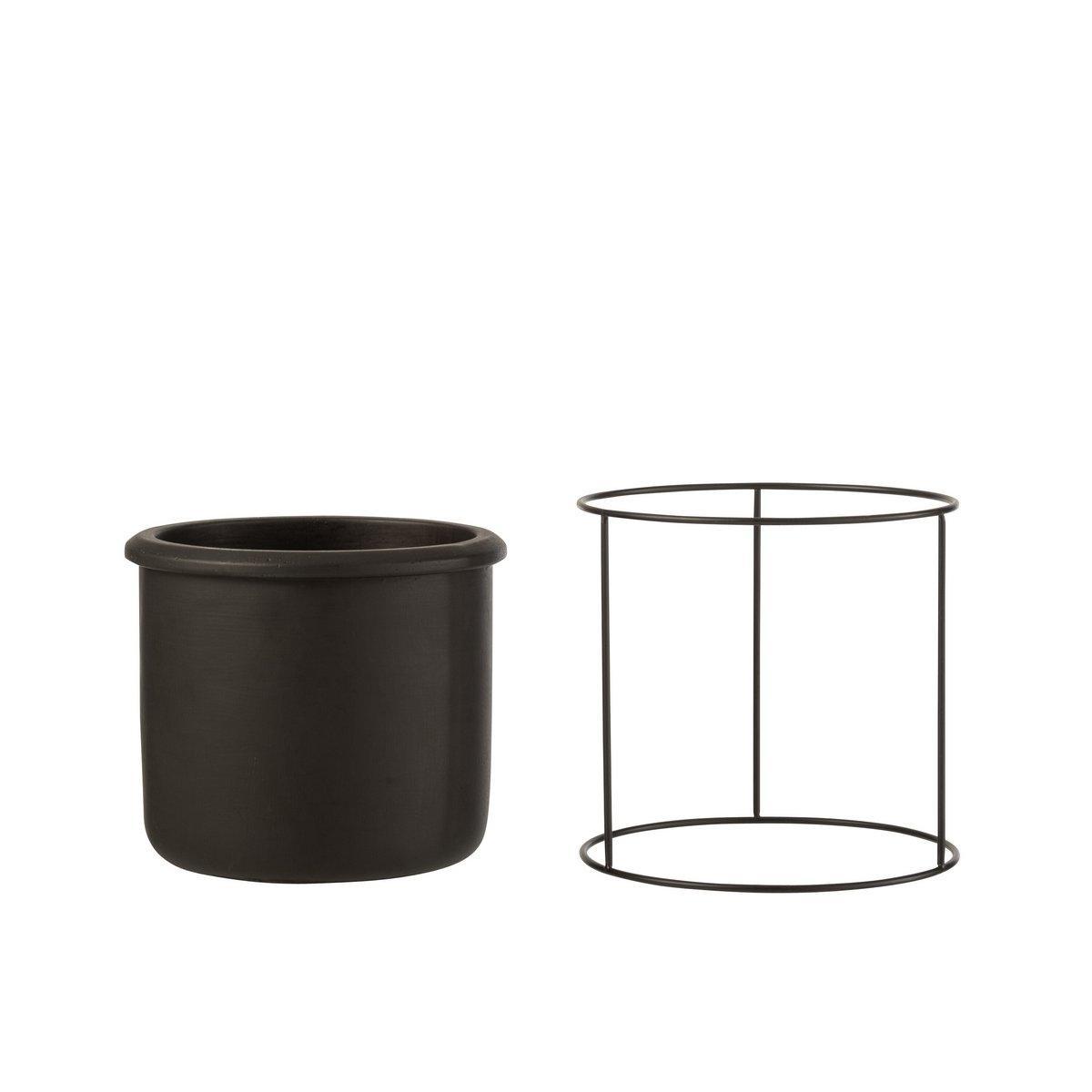 J-Line Blumentopf zum Aufhängen – Zement – Schwarz – S – Ø 17 cm