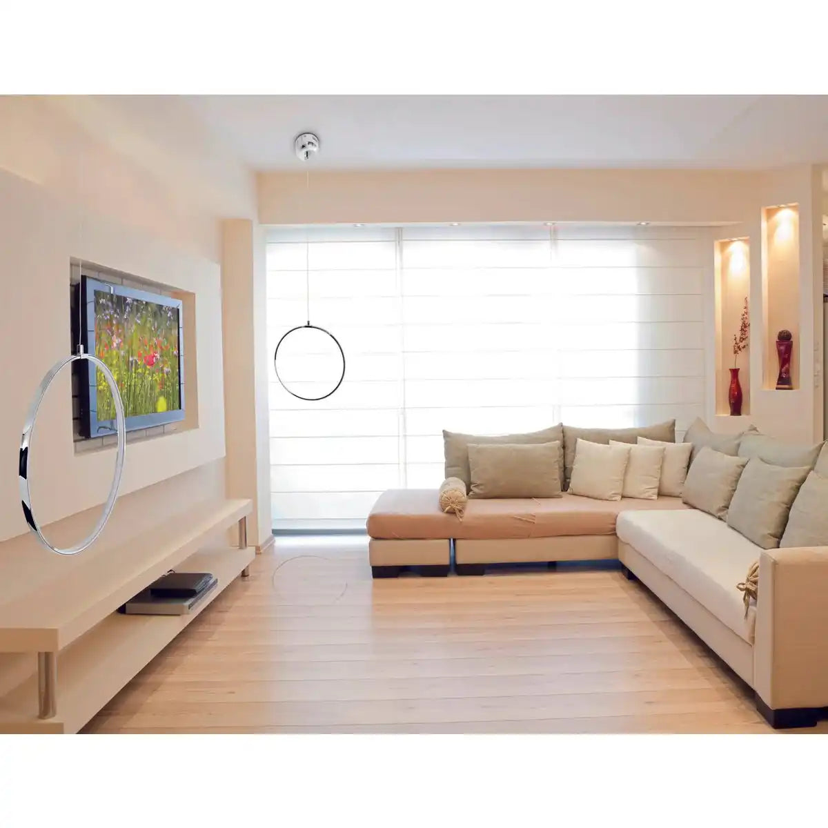 LED Deckenleuchte "LOOP LINE" aus Metall in stahl-blank und Kunststoff, stahl-blank, ca. 60 cm lang, mit fest verbauten LEDs, Beleuchtung für Wohnräume und Büro