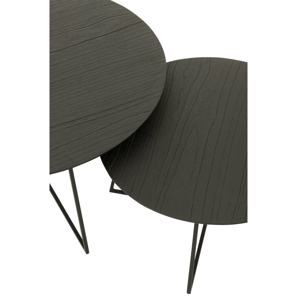 J -Line Side Table Round - Holz/Metall - Schwarz - 6 -Set von 6