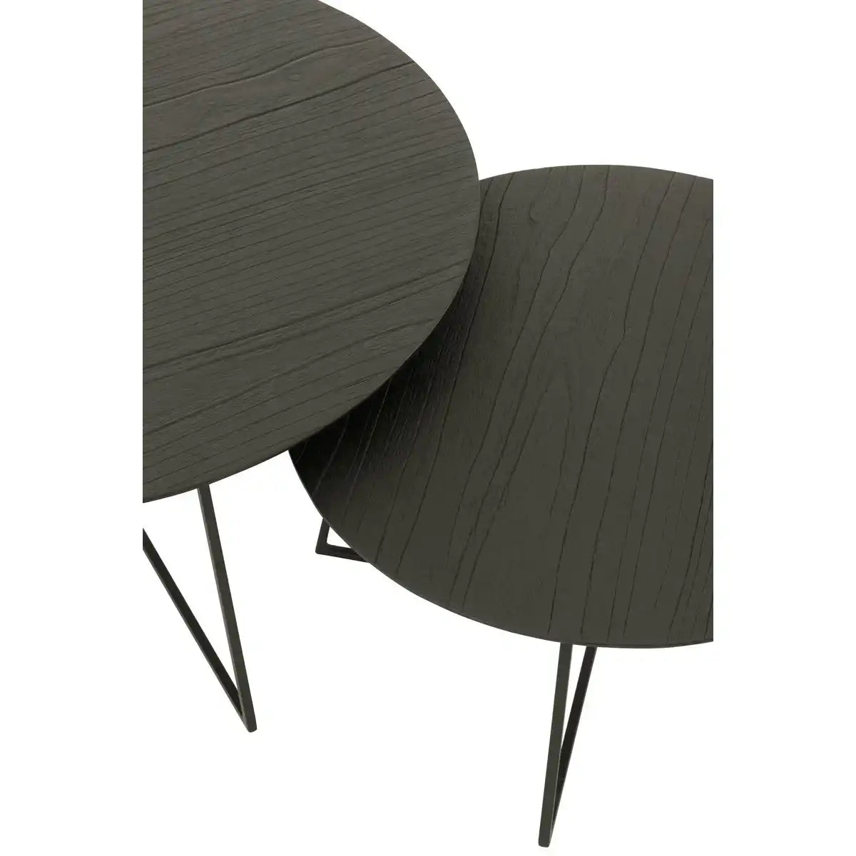 J -Line Side Table Round - Holz/Metall - Schwarz - 6 -Set von 6