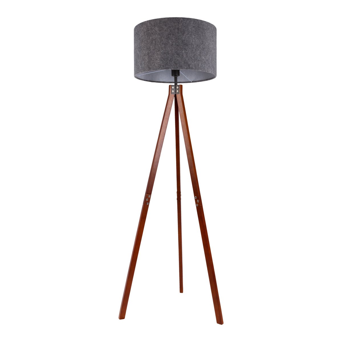 Stehleuchte "FILCO" Ø ca. 45 cm, 147 cm hoch, aus Holz und Kunststoff in Braun und Grau, für E27, für Wohnzimmer, Schlafzimmer und Esszimmer