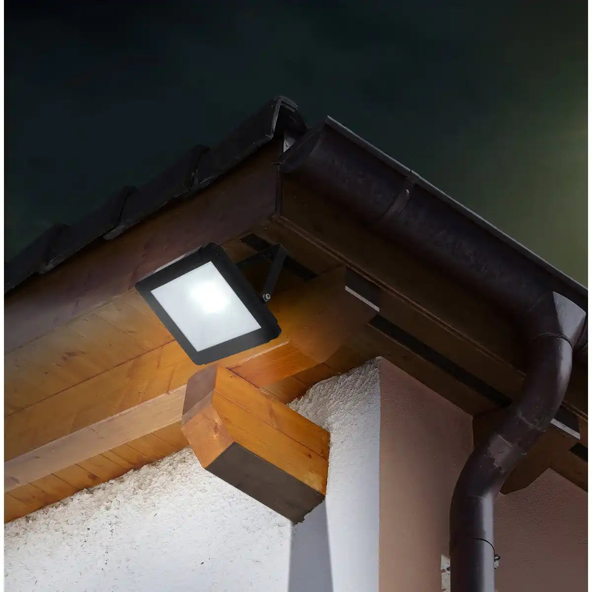 LED-Außenleuchte "Strahler" 30W , aus Metall und Glas in Schwarz, mit integrierter LED