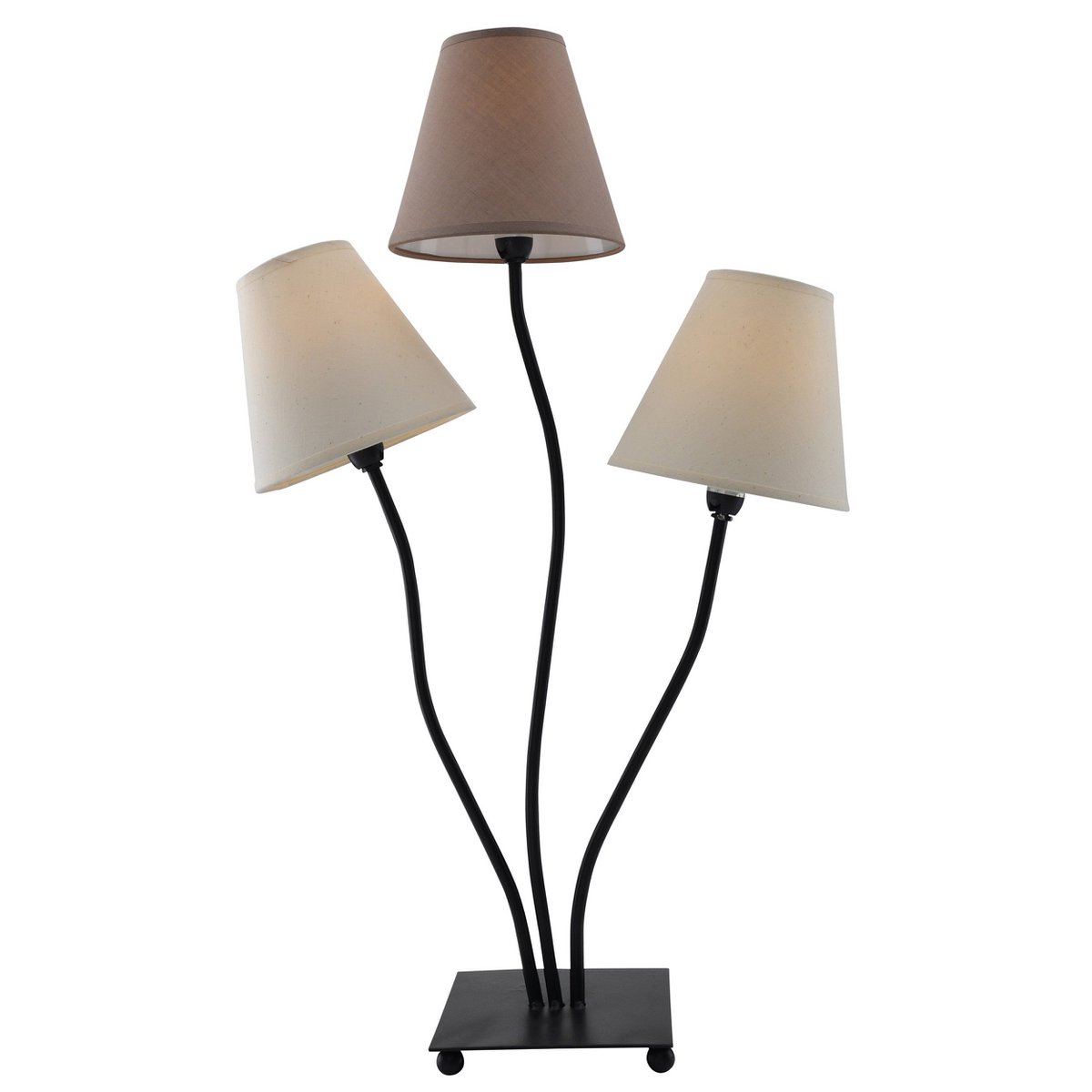 Textiltischleuchte 3-flammig ""BOHO"", Tischlampe in Beige/Braun, mit E14-Fassung, für Esszimmer, Wohnzimmer, Diele oder Büro, 67 cm hoch