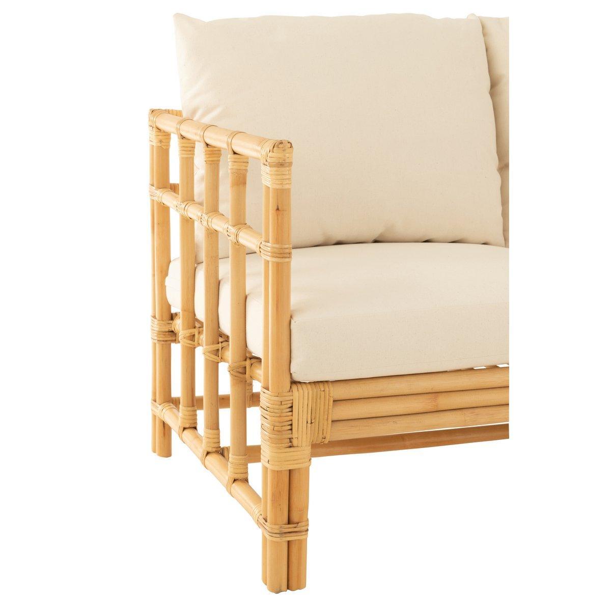 J-Line Sofa Elise + Kissen 2 Personen - Rattan/Textil - Natur/Weiß