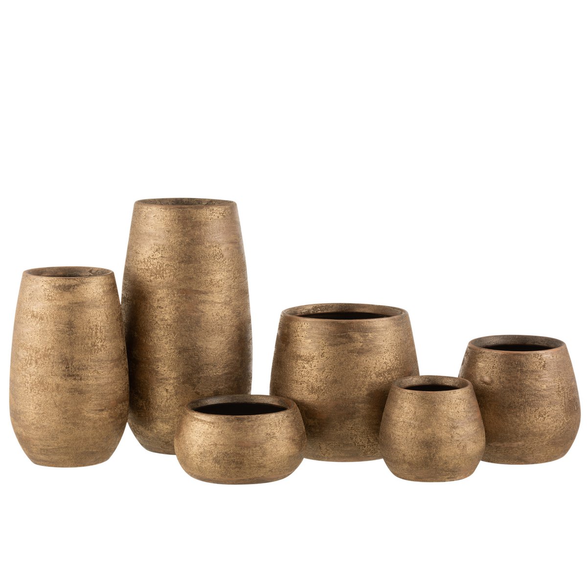 J -Line Vase ungleichrau - Keramik - Gold - groß - 41 cm hoch
