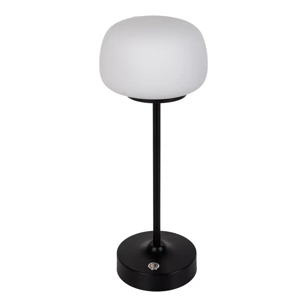 LED Akku-/ Tischleuchte "PINA" 30 cm hoch, aus Metall (schwarz) und Glas (weiß), integrierte LEDs, warmweiß
