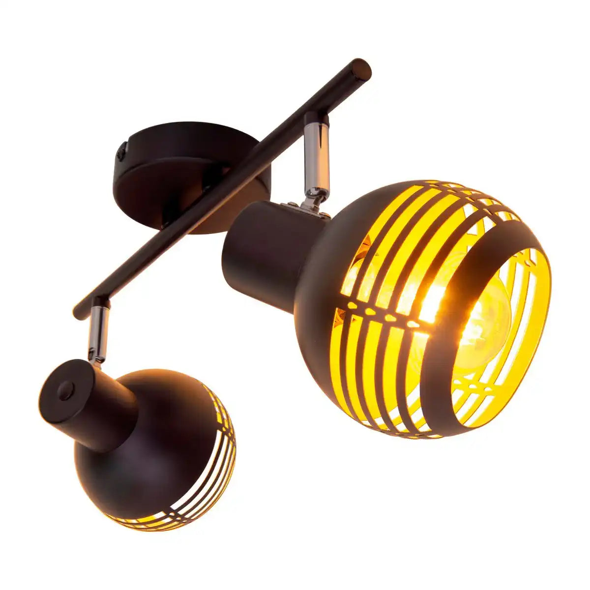 2er Wand- und Deckenleuchte Spot "CASCO" aus Metall in Schwarz, und Gold, mit E27-Fassung, 36 x 12 x 15 cm. Stilvolle Beleuchtung für Wohnzimmer, Esszimmer oder Küche.