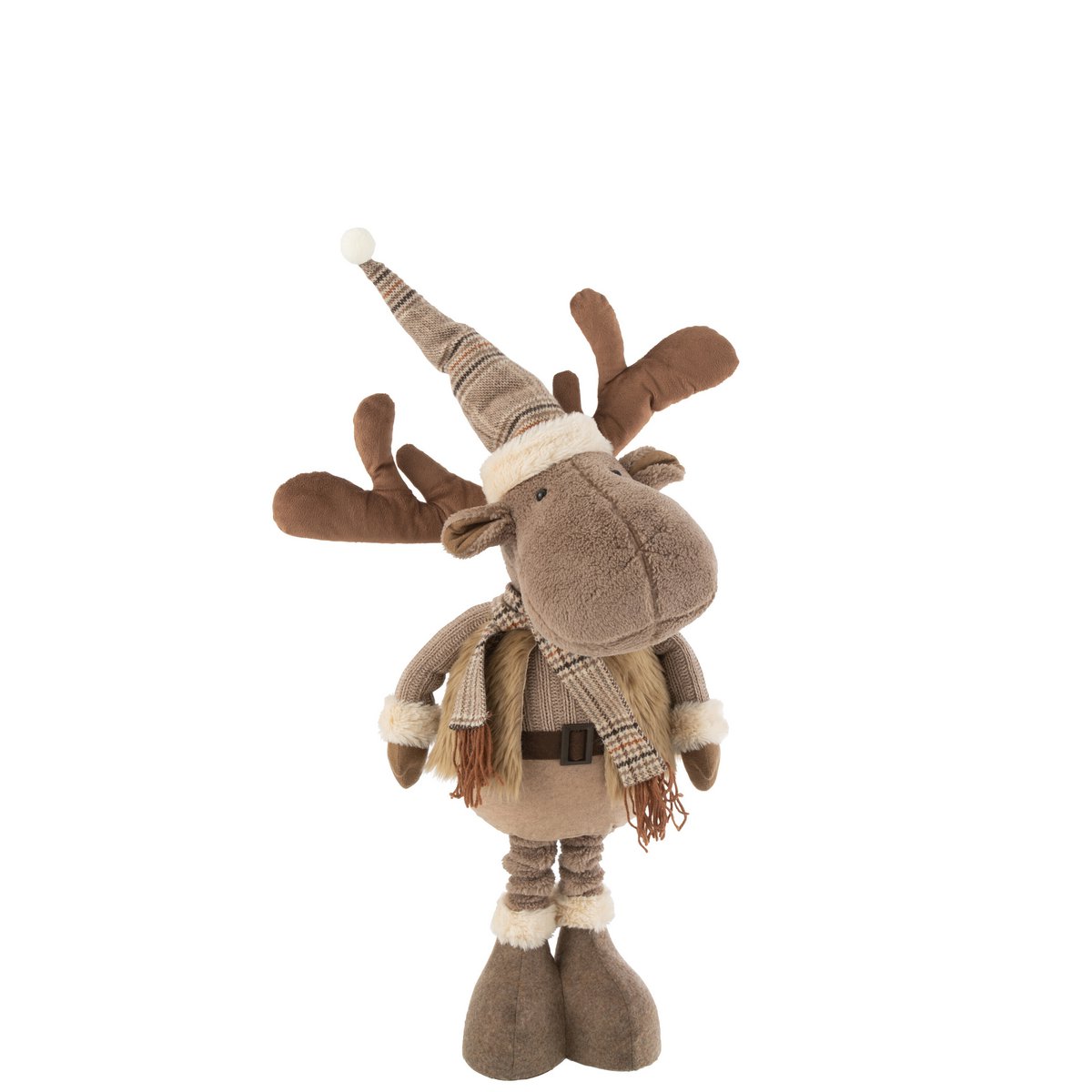 J-Line Rentier Winter Stehend Textil Braun Groß