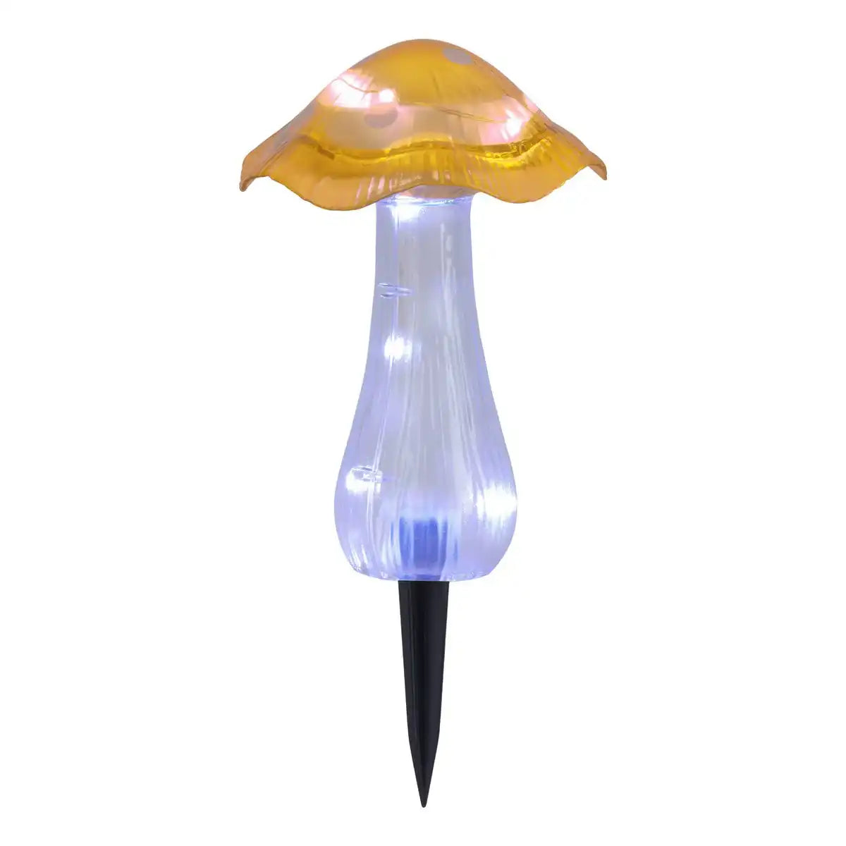 Solar-Dekoerdspieße 2er Set "MANTAR" Ø 13 cm, 29 cm hoch, transparenter Kunststoff in Rot, Gelb und Klar, integrierte LEDs, kaltweiß