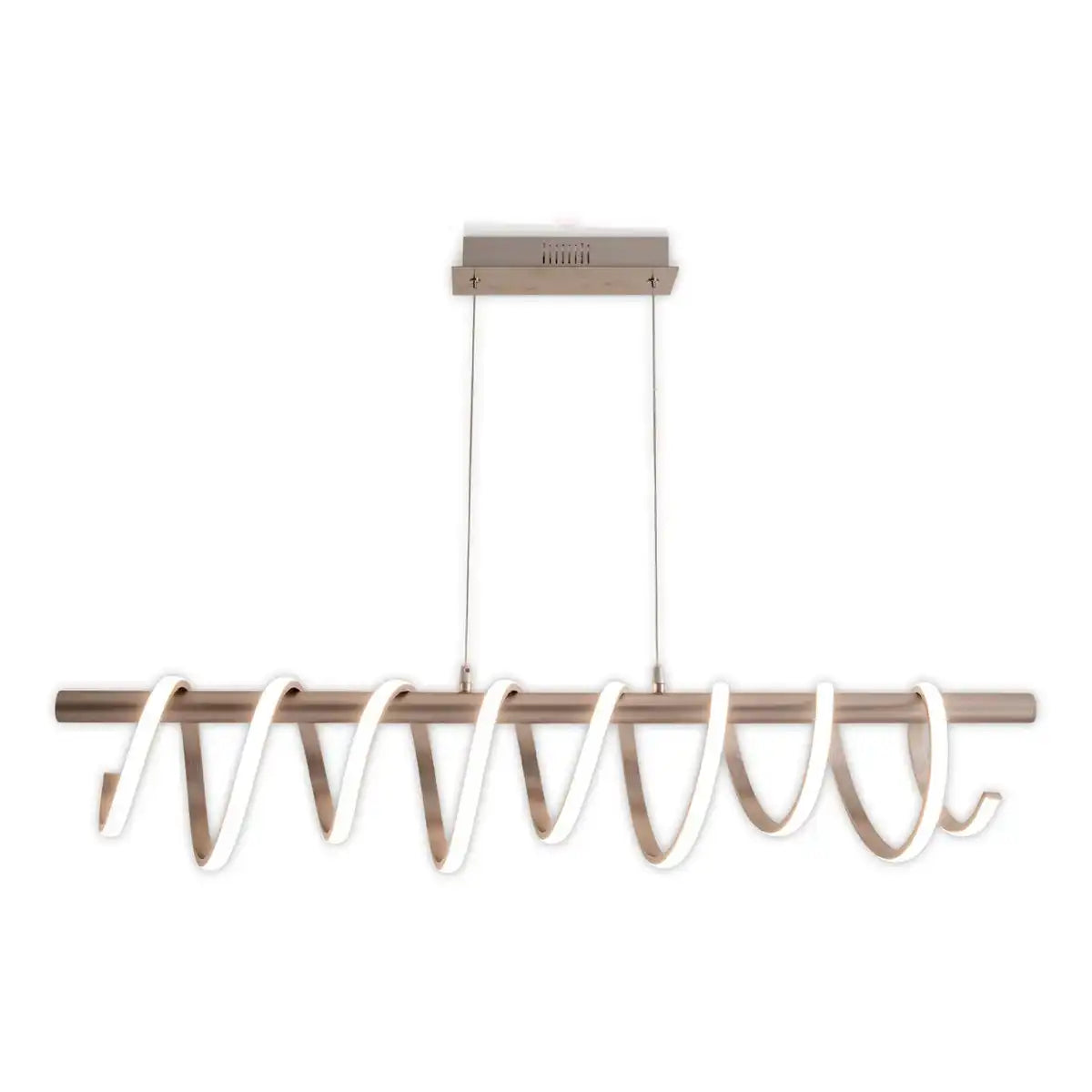 LED Pendelleuchte "BELLEZA", moderne Pendellampe aus Metall und Kunststoff in Nickel matt und Weiß, mit fest verbauten LEDs, 100 cm lang. Die ideale Beleuchtung für Wohnzimmer, Esszimmer oder Küche.