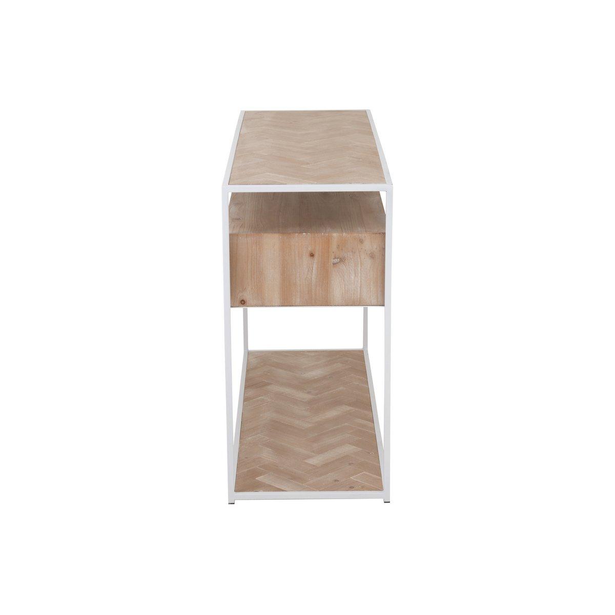 J-Line Konsole Zickzack 2 Schubladen Holz/Metall Natur/Weiß