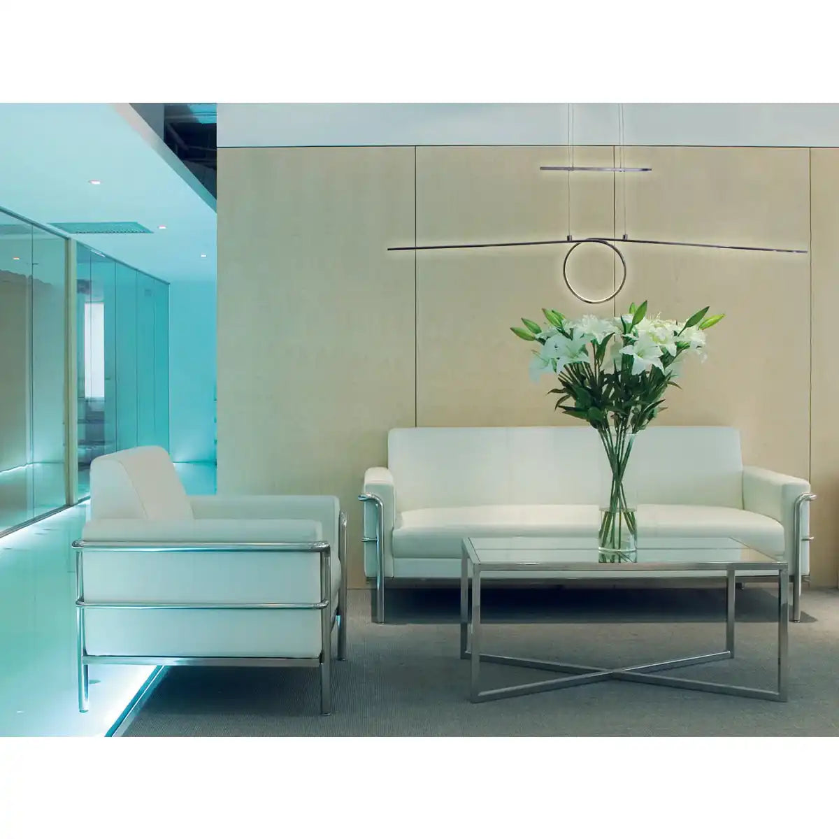 LED Gegenzug-Pendelleuchte "LOOP LINE" 130 cm lang, mit integrierter LED, aus Metall und Kunststoff