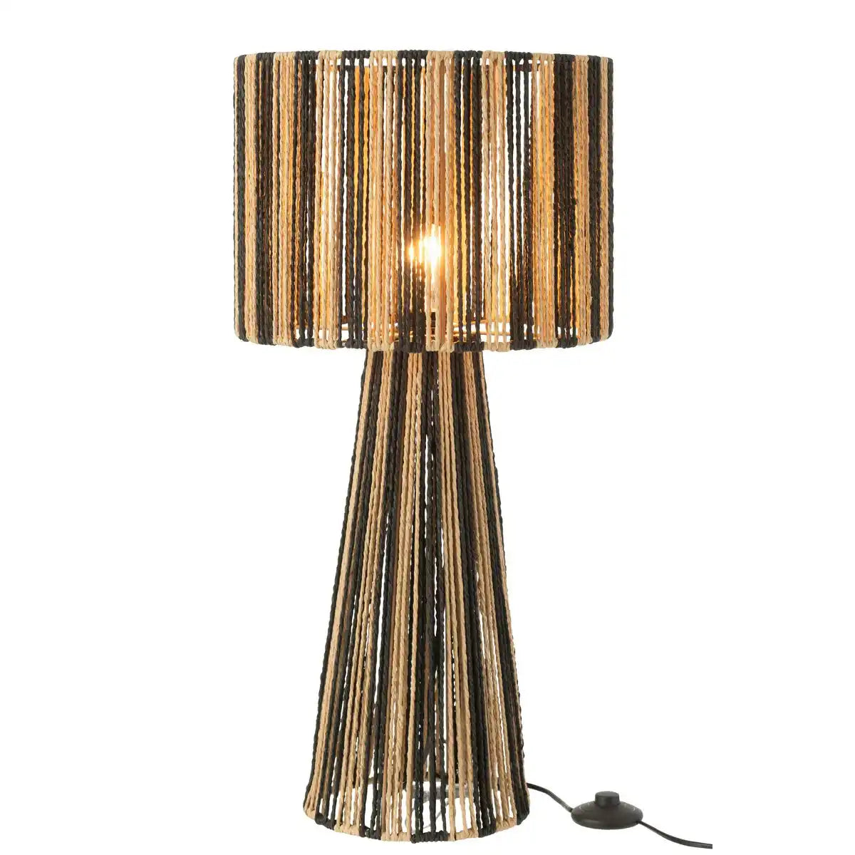 J-Line Tischlampe Stripes Ropes Metall/Papier Schwarz/Natur