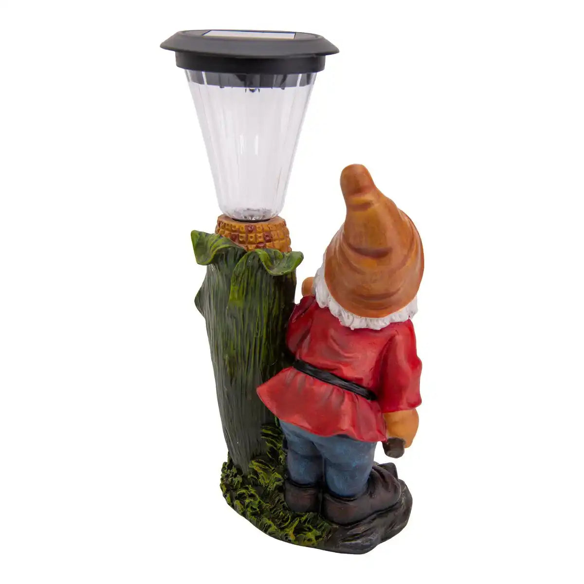 LED Deko Solarleuchte "Zwerg" mit Thermometer aus bemaltem Polyresin, ca 26 cm hoch und mit fest verbauten LEDs ausgestattet