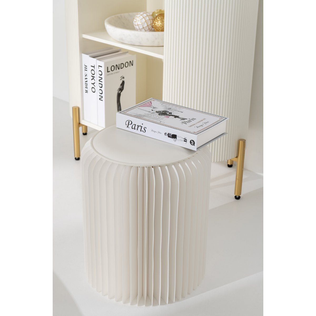 J-Line Pouf Fold Papier gebrochen weiß gebrochen