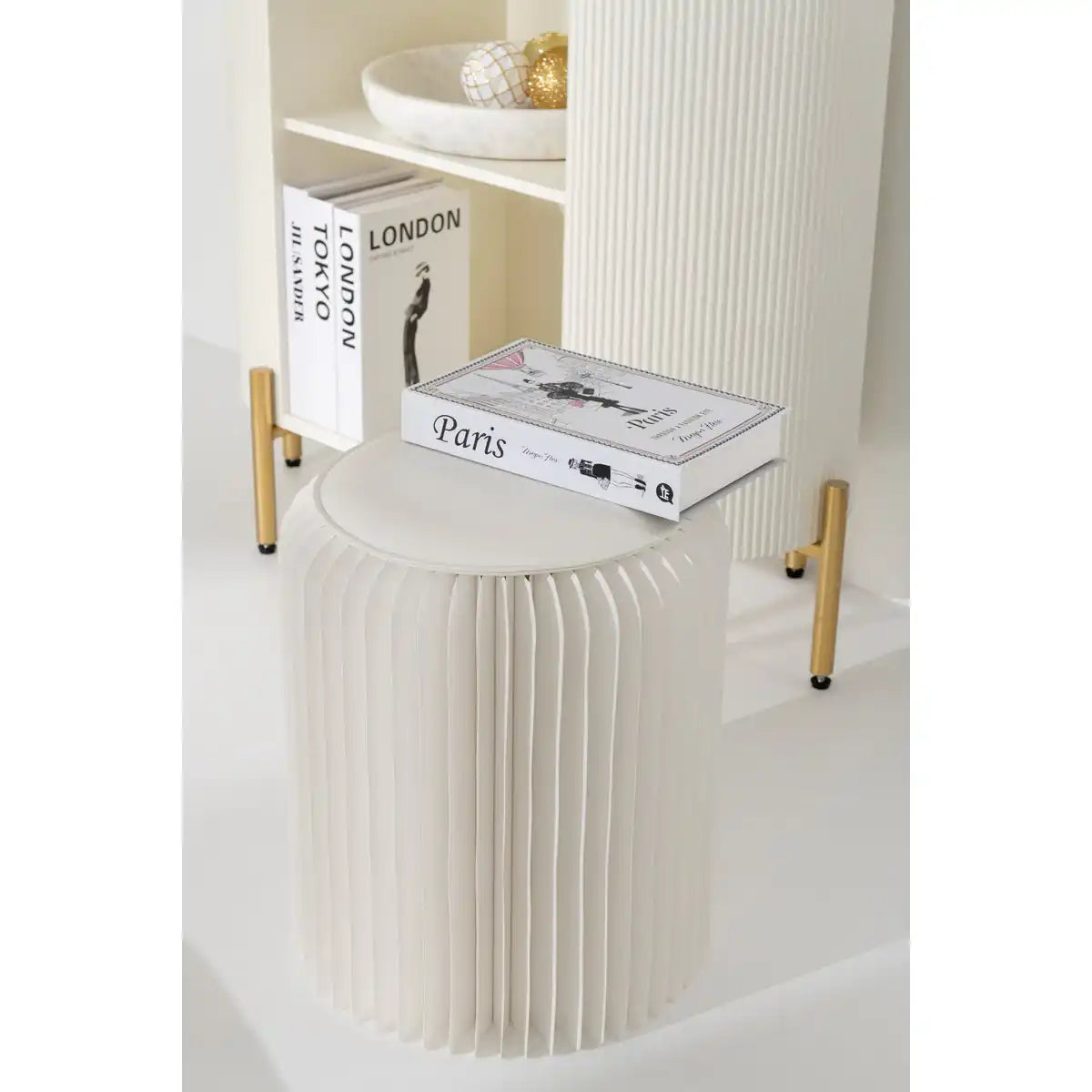J-Line Pouf Fold Papier gebrochen weiß gebrochen