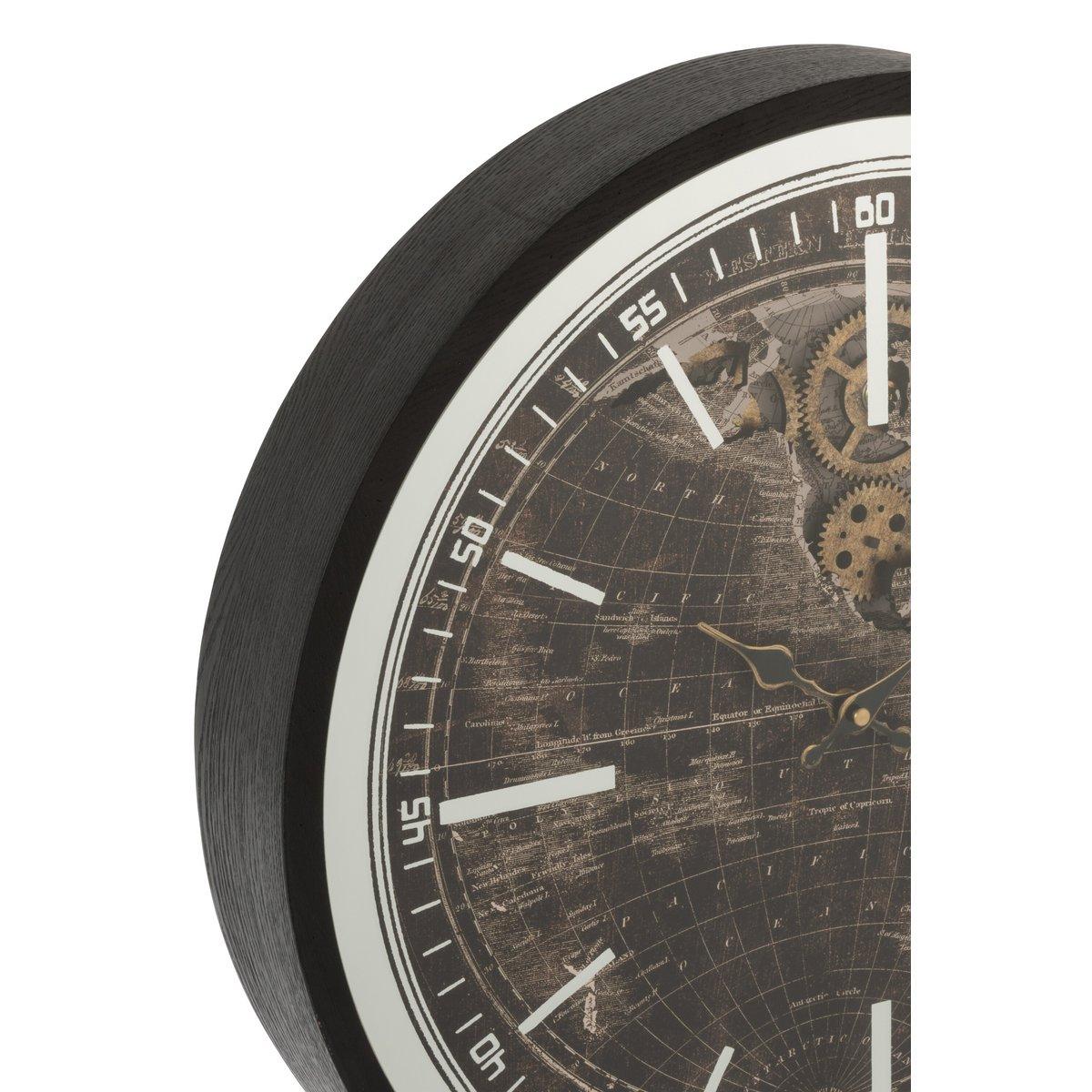 J-Line Uhr - Holz - Gold/Schwarz - Ø 48 cm