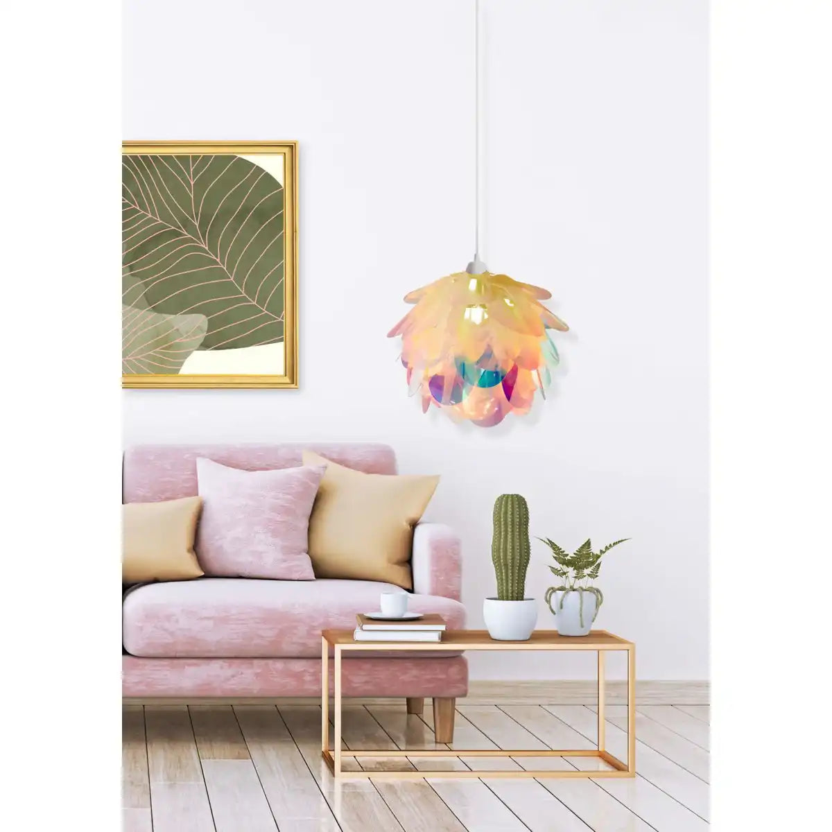 Pendelleuchte "FORA" aus Metall und irisierendem Kunststoff, E27-Fassung, Beleuchtung für Wohnzimmer, Esszimmer und Büro, Ø40 cm